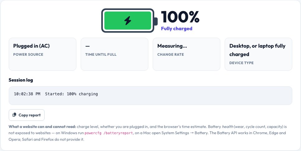 Screenshot of the free Battery Status Checker tool on AZRS QuickFix