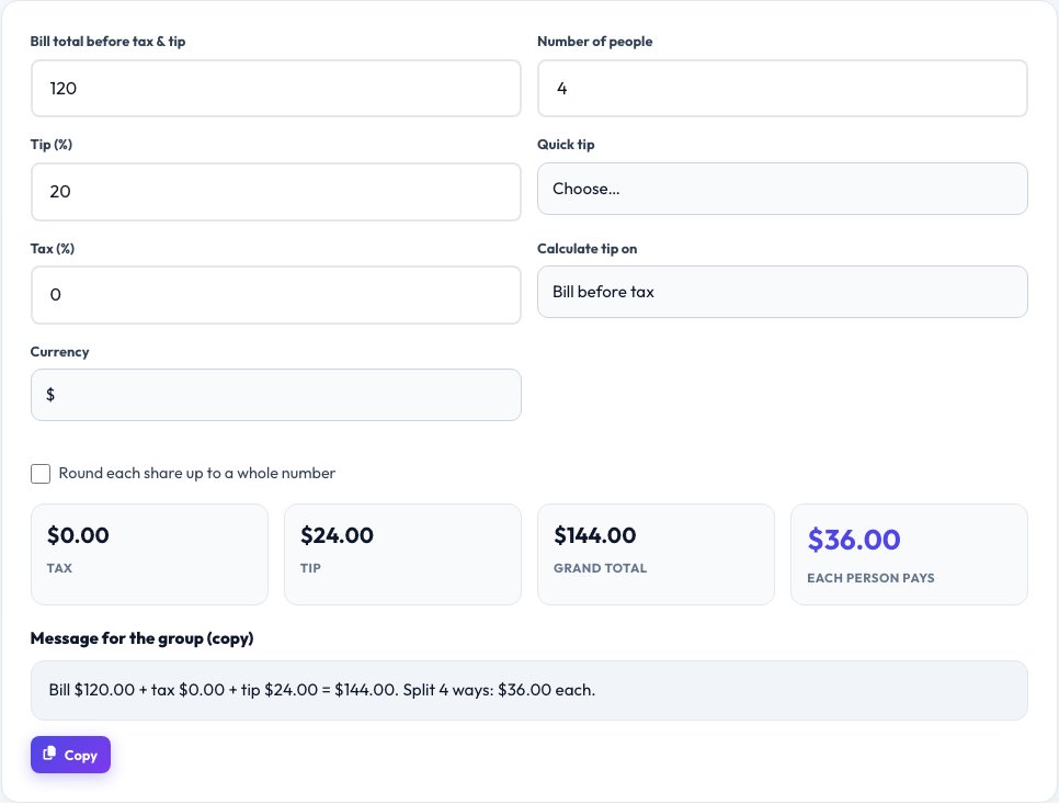 Step 1 — starting Bill Splitter & Tip Calculator on AZRS QuickFix