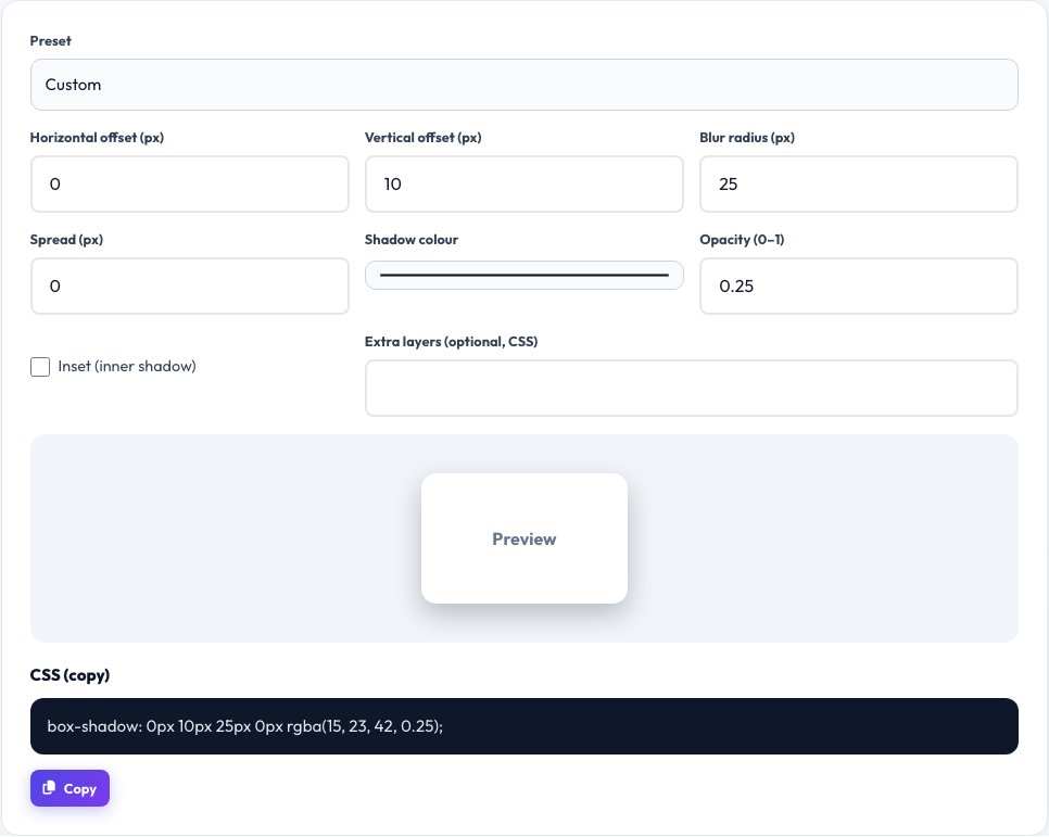 Step 1 — starting CSS Box Shadow Generator on AZRS QuickFix