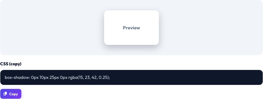 Step 2 — CSS Box Shadow Generator result