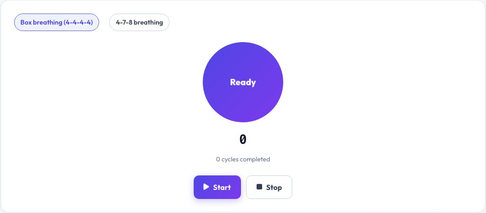 Screenshot of the free Breathing Exercise Timer tool on AZRS QuickFix