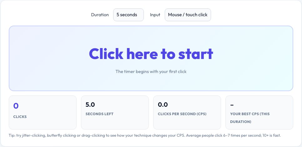 Screenshot of the free Click Speed Test (CPS) tool on AZRS QuickFix