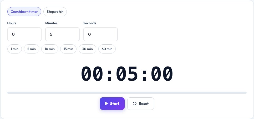 Screenshot of the free Countdown Timer & Stopwatch tool on AZRS QuickFix