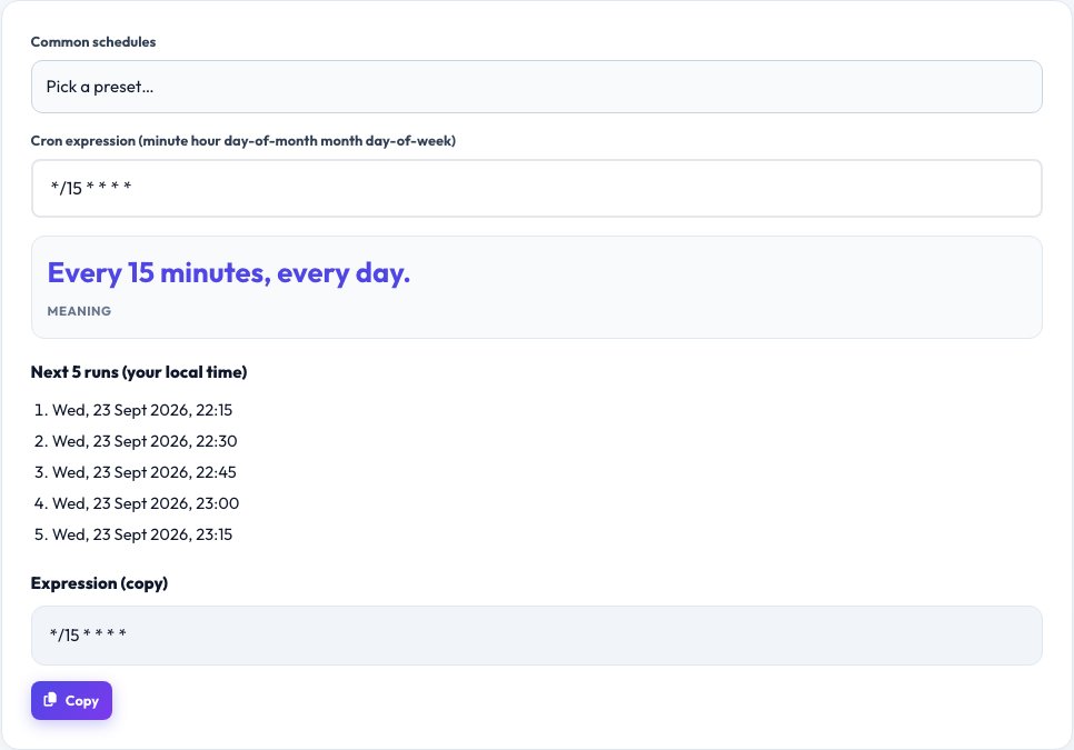 Step 1 — starting Cron Expression Generator on AZRS QuickFix