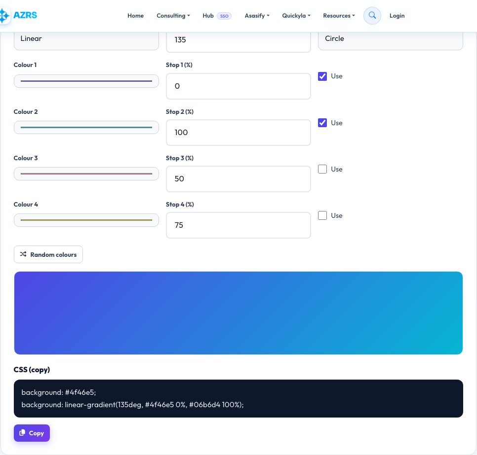 Step 1 — starting CSS Gradient Generator on AZRS QuickFix