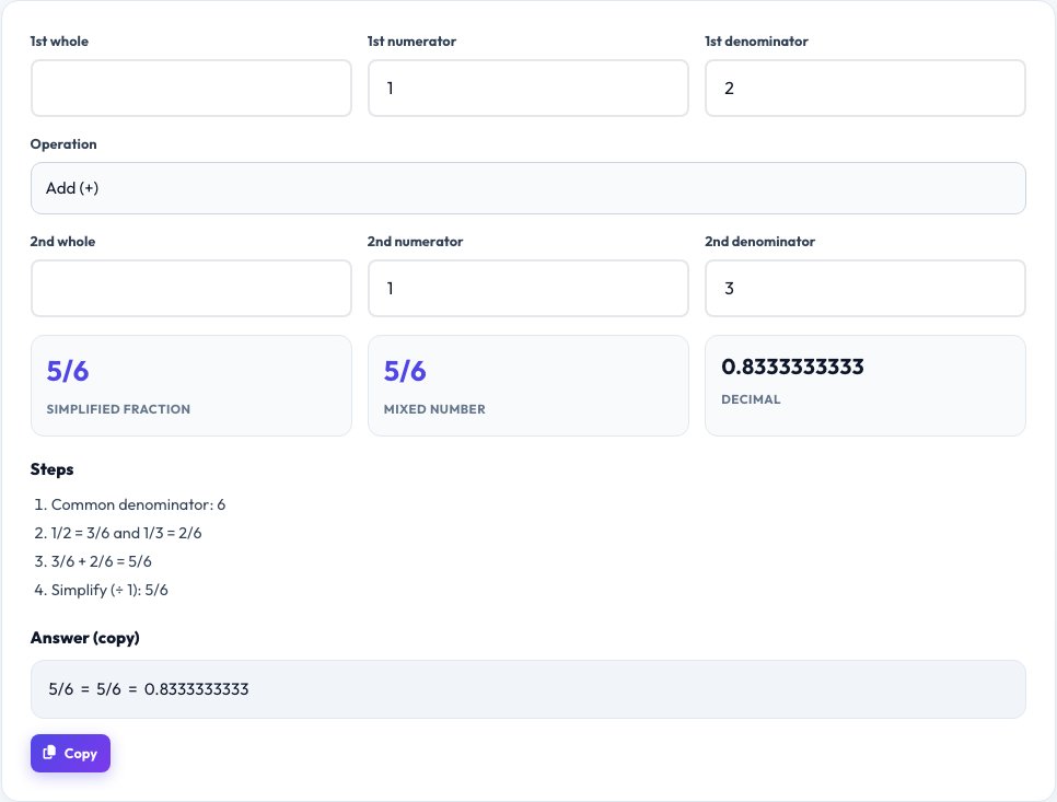 Step 1 — starting Fraction Calculator on AZRS QuickFix