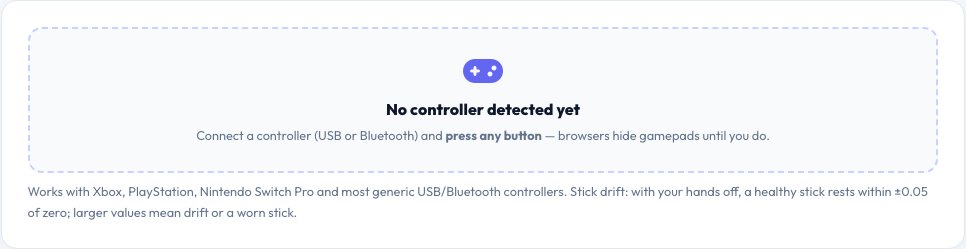 Screenshot of the free Gamepad & Controller Tester tool on AZRS QuickFix