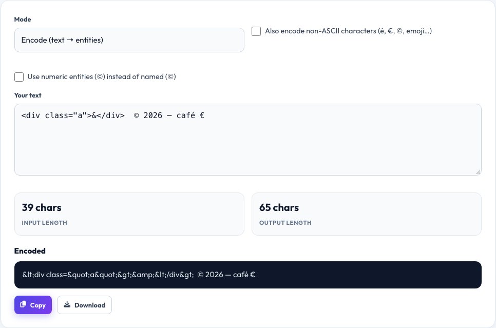 Step 1 — starting HTML Entity Encoder / Decoder on AZRS QuickFix