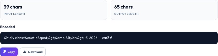 Step 2 — HTML Entity Encoder / Decoder result