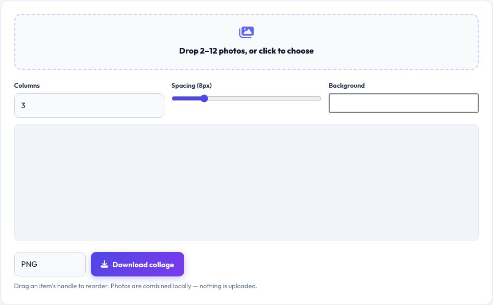 Screenshot of the free Photo Collage & Grid Maker tool on AZRS QuickFix
