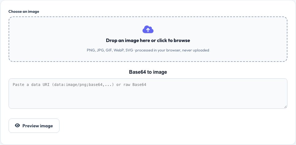 Screenshot of the free Image to Base64 Converter tool on AZRS QuickFix