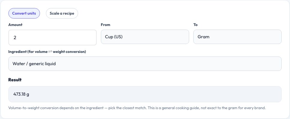 Step 1 — starting Recipe Unit Converter & Scaler on AZRS QuickFix