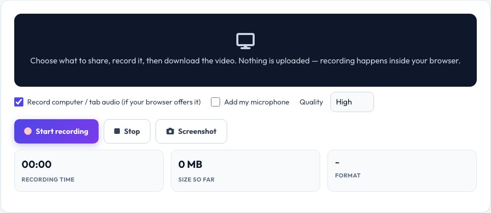 Screenshot of the free Screen Recorder & Screenshot tool on AZRS QuickFix