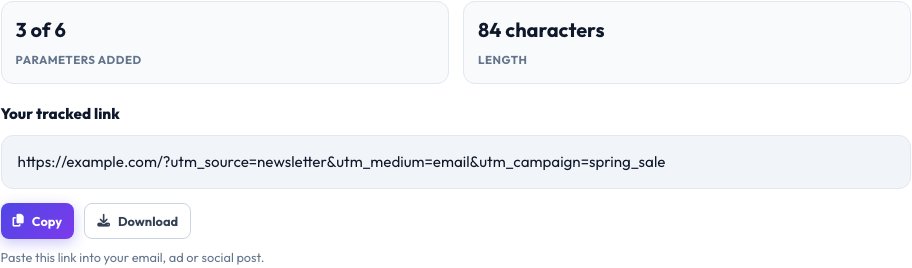 Step 2 — UTM Link Builder result